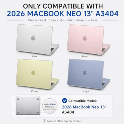 IMMOENUC Protective Case Set Compatible with 2026 MacBook Neo 13 Inch, Frosted Translucent Matte Hard Shell Cover with Keyboard Cover and Trackpad Film