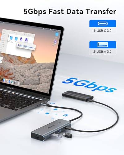 MOKiN USB C Hub for MacBook Pro/Air, Mac Dongle with USB C HDMI Adapter | 8 in 1 Macbook Adapter with 3 USB Port,USB C to HDMI, USB C to RJ45 Ethernet, 100W PD Charging, SD/microSD, Hub for MacBook