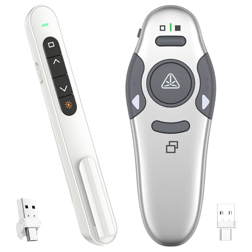 QUI Presenter Clicker USB A&C Bundle | Pen-Shaped White & Remote-Shaped Silver