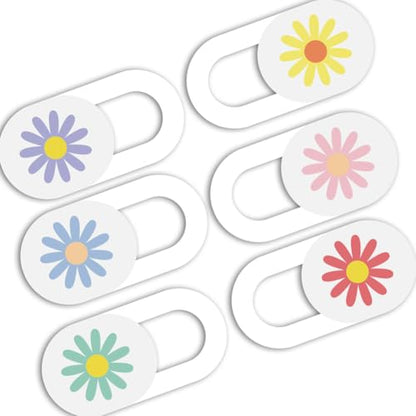 6Pcs 6 Styles Daisy Camera Cover Slide White Privacy Guard Accessories, 0.04 Inch Thin Webcam Cover Protector Blocker for Laptop Desktop Computer Tablet Notebook Mini PC Home Office Use - color: Daisy