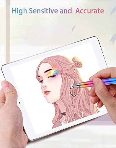 Capacitive Stylus Pen, 4-in-1 High Sensitivity and Precision Touch Screen Stylus Clear Disc Tip,Black Rubber Tip &Mesh Fiber Tip Compatible with Universal Touch Screen Device, Dreamy Rainbow - color: Dreamy Rainbow