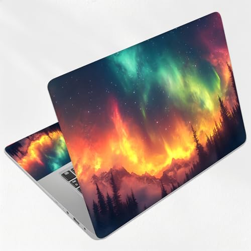 Aurora Forest Fire Universal Laptop Skin Sticker 3PCS, Protective Decal Trim-to-Fit 11.6" 13.3" 14" 15.6" Laptop Vinyl Cover, Removable Anti-Scratch Computer Decal Protector - color: Aurora Forest Fire