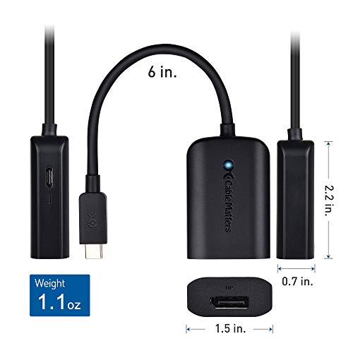 Cable Matters USB C to DisplayPort Adapter with Charging, USB C to DP 1.4 | [8K@60Hz / 4K@240Hz Video, 100W Charging] Compatible with Thunderbolt 4/USB4 Ports, MacBook Pro, Dell XPS, Surface Pro