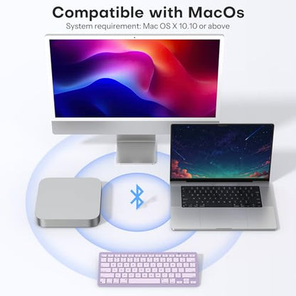 OMOTON Ultra-Slim Wireless Keyboard for Mac, Stable Bluetooth Connection, Ergonomic Tilt Angel, Auto Sleep Energy Saving & Portable for Business Trip & Travel, Compatible with MacOS 10.10+, Purple - color: Purple