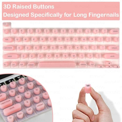 Keyboard Cover for Long Nails with Tactile Markers | Heart-Shaped Silicone Anti-Static Keys Protector, Universal Fit for MacBook Air/Pro (2020-2024 Models) - size: Keyboard Cover