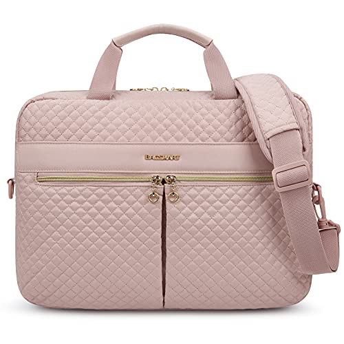 BAGSMART Laptop Bag, 15.6/17.3 Inch Briefcase for Women Large Laptop Case Computer Bag Office Travel Business, Pink - color: Pink, size: 15.6 Inch