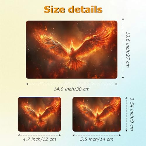 Universal Laptop Skin Sticker with 2 Wrist Pad Decals, 3-Piece Removable Vinyl Laptop Cover, Fire Phoenix Waterproof Anti-Scratch, Easy-Trim Fit for 13.3" 14" 15.6" Laptops - color: Fire Phoenix
