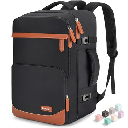 40L Travel Backpack, Flight Approved Carry On Laptop Backpack | Water-resistant, Personal Item Travel Bag, Fits 15.6/17.3 inch Laptop, Hiking, Camping, Business, Commute, Men & Women - color: Black, size: Large