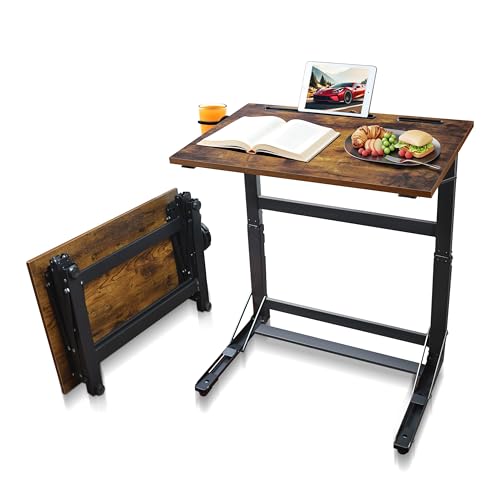 YIBOLIN'S Couch Table Tray - Foldable TV Dinner Tray Table with No Assembly, Large Surface Laptop Stand for Couch, C-Shaped Bed Tray, Sturdy Slide-Under Sofa Table (16" Extra Wide)