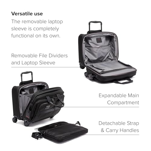 TUMI - Alpha Deluxe Expandable 4-Wheeled Laptop Briefcase - 15 Inch Computer Bag for Men and Women - color: Midnight Black