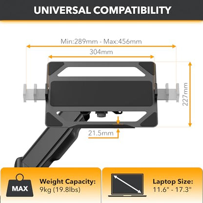 CondoMounts LTP8017 Laptop Wall Mount | Spring-Assisted Arm for 17"–32" Screens, Free-Tilting VESA Laptop Holder, Space-Saving Design, Heavy-Duty Build, Matte Black Finish, Easy DIY Installation