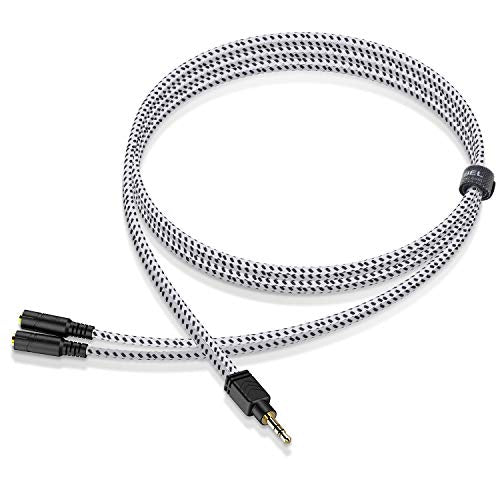 2-Way Splitter, 3.5mm Auxiliary Audio Adapter, Compatible with Headphones, Tablets, MP3 Players, Speakers, Slim Design, Oxygen-Free Copper Conductor, 24K Gold-Plated Jack | Stereo Audio Sound, Dual Headphone and Speaker Jack Adapter, Compatible with iPhon