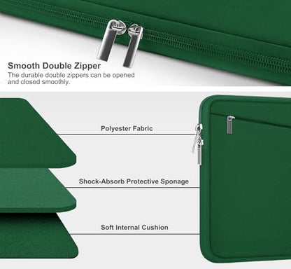 15.6 inch Laptop Sleeve, Durable Carrying Bag Protective Case Briefcase Handbag with Front Pocket, Slim Computer Cover for 15-16 Inch HP, Dell, Lenovo, Asus, Notebook, Dark Green - color: Dark Gree, size: 15.6 Inch