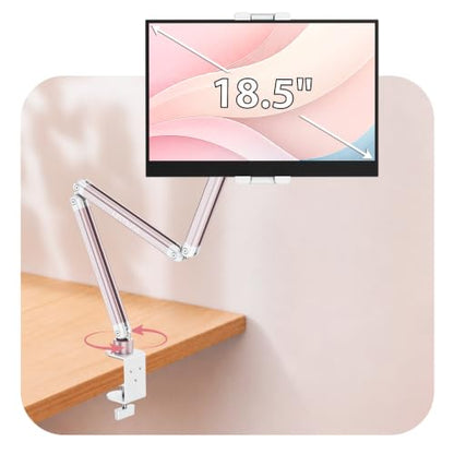 Portable Monitor Stand up to 18.5", iPad Stand for Desk, Pink | Aluminum Arm, Portable Monitor Holder 15.6", Adjustable Desktop Tablet Mount, Second Screens - size: 3 Arm Pro-Up to 18.5" Pink