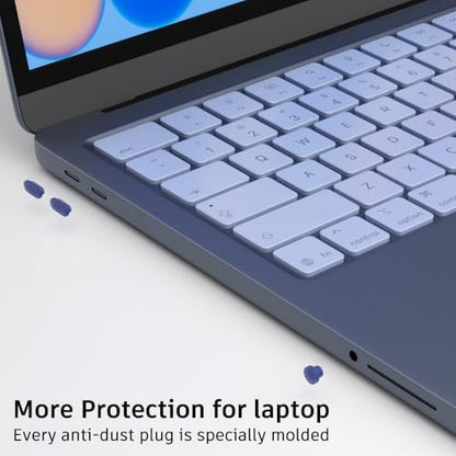 ProElife 5 Pcs Anti Dust Dirt Plug Cups Set for MacBook Neo, Indigo Clear | Durable & Reusable Silicone Laptop Accessories, Custom Fit Design, Easy to Clean Non-Slip Stuff for Macbook USB-C & Headphone - color: Indigo Clear