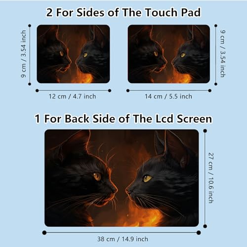 Universal Laptop Skin Sticker with 2 Wrist Pad Skins, Waterproof Scratch Resistant Vinyl Laptop Cover Decal, Cut to Fit for 11–15.6 Inch MacBook HP Dell Lenovo, Cat Black - color: Cat Black