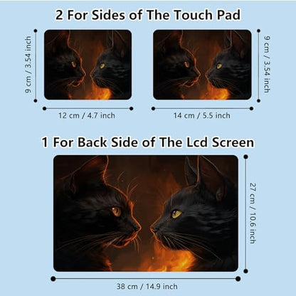 Universal Laptop Skin Sticker with 2 Wrist Pad Skins, Waterproof Scratch Resistant Vinyl Laptop Cover Decal, Cut to Fit for 11–15.6 Inch MacBook HP Dell Lenovo, Cat Black - color: Cat Black