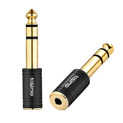 Tisino 3.5mm to 1/4 Stereo Adapter, 1/8 inch Female to 1/4 inch Male Aux Jack Converter Headphone Adapter - Black, 1PCS | 1/8" to 1/4" Headphone Jack Converter for Amp, Mixer, Guitar, Gold-Plated TRS Stereo Aux Adapter Audio Plug - size: Adapter 1 PCS