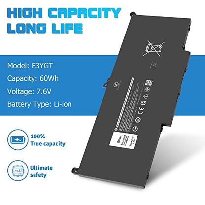 F3YGT 60WH Latitude 7480 7490 Battery 2X39G Replacement for Dell Latitude 12 7000 7280 7290/13 7000 7380 7390 P29S002/14 7000 7480 7490 P73G002 Series DM3WC KG7VF P73G DM6WC [60Wh/7.6V] - size: 9.6*4.13*0.21inch F3YGT