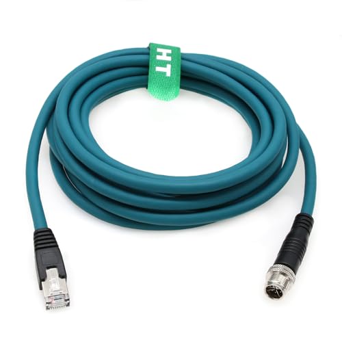 Ethernet Network Cable for Cognex Basler Datalogic Keyence Sick Baumer Microscan Camera Sensor Reader, M12 8 Pin X-Coded Male to RJ45 CAT7e High Speed 50M - size: 50 meter