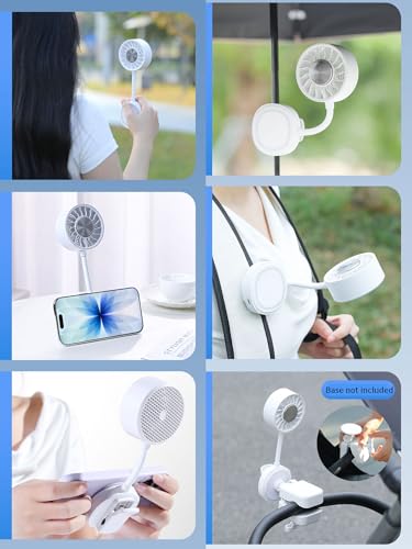 Magnetic Phone Fan with Ice Cooling, 3-in-1 Clip on Fan | Phone Stand, Rechargeable Mini Handheld Fan, 360° Flexible Gooseneck Portable Fan for Cruise Travel Desk Gym Makeup（White） - color: White