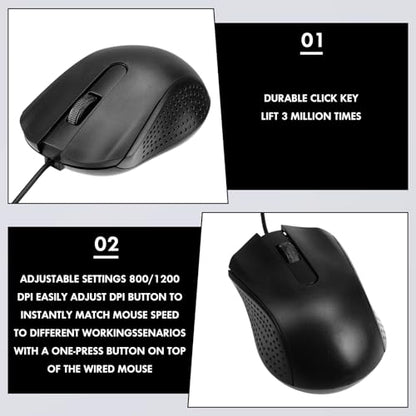 Tallew 20 Pack USB Wired Mouse with 20 Mouse Pads, 3-Button Corded Computer Mice Bulk for PC Desktop, Laptop, Office, School Classroom Use, Black