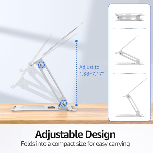 Adjustable Laptop Stand for Desk, 10-15.6“ Laptop Riser, Silver | Sturdy Aluminum Foldable Stand, Heat-Dissipation Design, Ergonomic Holder Fits MacBook/Dell/HP/Lenovo for Home/Office. - color: B-Silver