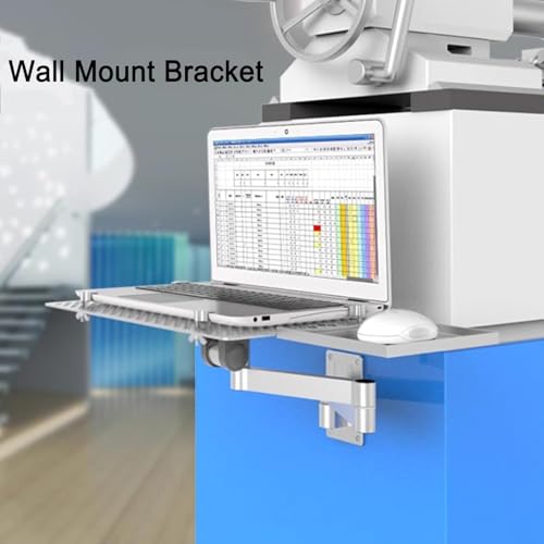 Foldable Laptop Wall Mount Bracket w/Adjustable Holder and Mouse Tray,Full Motion Articulating Design for Enhanced Heat Dissipation,8KG for Office