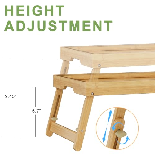 Artmeer Adjustable Bamboo Bed Tray Table with Device Slot, Large, Bamboo | Adjustable FSC-certified bamboo bed tray with device slot, folding legs and handles for meals, laptops and reading in bed. - color: Bamboo, size: Large Adjustable