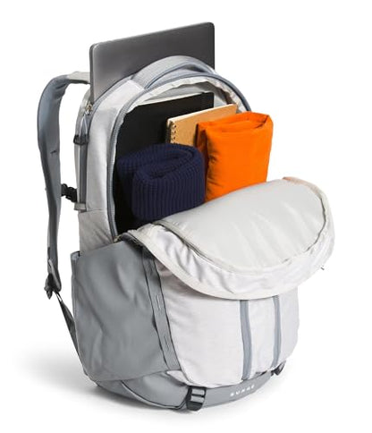 The North Face Surge Commuter Laptop Pack, Wht Met Mélange/Mid Gy-NPF, OSFA | Everyday Travel Bag, Laptop Sleeve, Water-Repellent - color: Tnf White Metallic Mélange/Mid Grey-npf