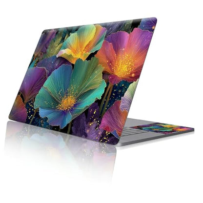 Reusable Universal Laptop Skin Sticker, Cut to Fit for 11.6–15.6 Inch Laptops, Waterproof Protective Film, No-Residue - Colorful Petals - color: Colorful Petals