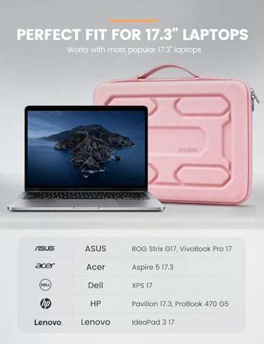 DOMISO 17 inch Laptop Sleeve with Handle Shockproof Waterproof EVA Protective Case for 17.3" ZBook Fury 17.3 G8/MSI GS73VR Stealth Pro/HP Envy 17/LG Gram 17"/ROG Strix GL702VS, Pink - color: Pink, size: 17.3 inch