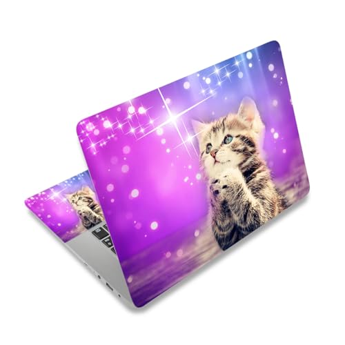 Laptop Skin Sticker Decal,12" 13" 13.3" 14" 15" 15.4" 15.6" Laptop Skin Sticker Protector Cover for Toshiba Hp Samsung Dell Apple Acer Leonovo Sony Asus Laptop Notebook (Purple Wish Cat) - color: Purple Wish Cat
