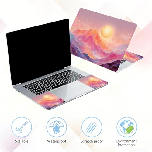 Laptop Skin Sticker Decal 15-15.6 Inch with Cute Mouse Pad, Universal Reusable Vinyl Sticker for 12.1 13 13.3 14 15.4 Inch Netbook and Notebook PC, Pink Mountain - color: Pink Mountain