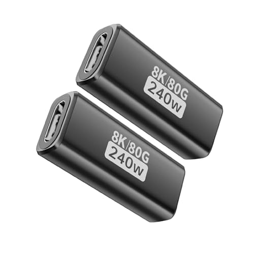 240W for USB C Thunderbolt 5 Coupler Female to Female 2Pack, Support 120Gbps Bandwidth, 80Gbps, 16K, Dual 8K, 4K 540Hz, Triple 4K 144Hz for Thunderbolt 4 / 3, iPhone 17, USB4, Razer Blade, Mac mini M4