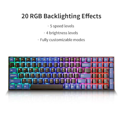 Newmen GM1000 Wireless Mechanical Gaming Keyboard,Bluetooth 2.4G/Wired | Hot Swappable,Custom,RGB Backlit Mechanical Keyboards,Anti-Ghosting,Num Pad ,Mac/Win,Blueblack Keycaps,Box-Red Switch - color: BlueBlack Keyboard-BOX red Switch