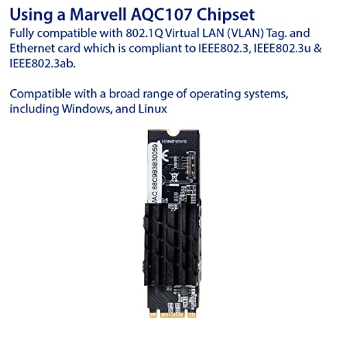 IO Crest 10 Gigabit M.2 M Key Ethernet Network Expansion Card - size: 1-Port 10G M2, style: 10 Gigabit