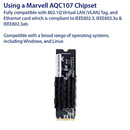 IO Crest 10 Gigabit M.2 M Key Ethernet Network Expansion Card - size: 1-Port 10G M2, style: 10 Gigabit