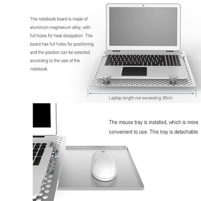 Laptop Wall Mount, Adjustable Laptop Arm with Mouse Tray, Vented Cooling Platform, Full Motion Articulating Notebook Tray, Weight Capacity 8KG, for Office, Workstation