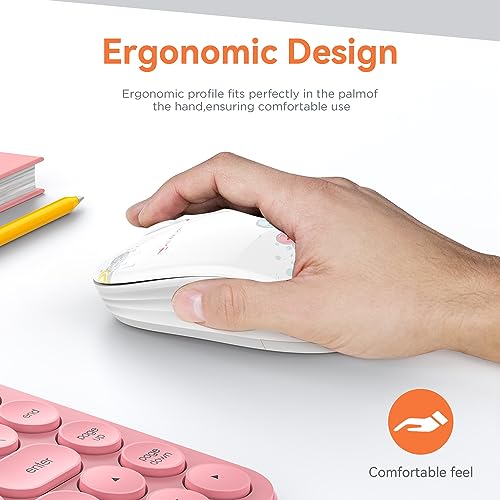 FMOUSE Cute Bluetooth Mouse, 2.4 GHz Wireless Mice with USB Receiver for Laptop, iPad, Mac, Silent Cartoon Mouse Suitable for Female and Students (Girl) - color: Girl