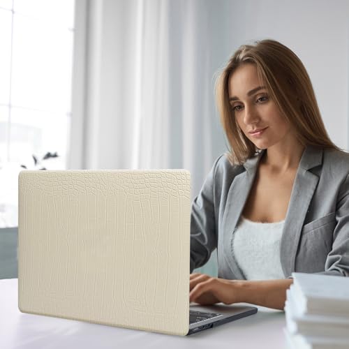 Funut for Crocodile MacBook Air 15 inch Case 2026 2025-2023 Release M4 A3241 M3 A3114 M2 A2941, Elegant Luxury Crocodile Leather Plastic Hard Shell Case & Keyboard Cover,Pudding - color: Pudding
