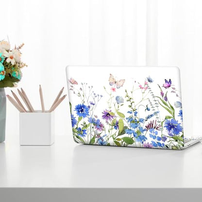 Laptop Skin Sticker Decal, 12" 13" 13.3" 14" 15" 15.4" 15.6 inch Universal Vinyl Notebook Skin Sticker Cover Art Protector Decal with Free 2 Wrist Pads, Beautiful Floral White - color: Beautiful Floral White