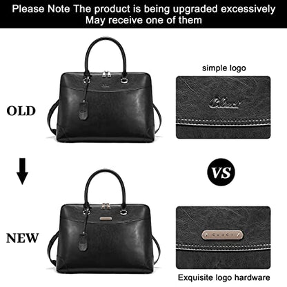 CLUCI Leather Briefcase for Women 15.6 Inch Laptop Business Computer Ladies Stylish Work Handbags Shoulder Bag - color: Z Black