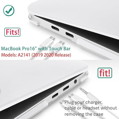 May Chen for MacBook Pro 16 Inch 2019 Release Model:A2141,Hard Shell Case Cover Screen Protector & Keyboard Cover for MacBook Pro 16 Retina with Touch ID & Touch Bar - Clear White - color: Clear White