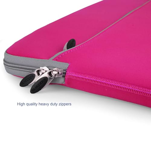 Neoprene Laptop Sleeve for 13 13.3 Inch Devices, Dual Zipper Shock Resistant Computer Pouch, Water Resistant and Lightweight Protective Bag for Men and Women - color: Magenta