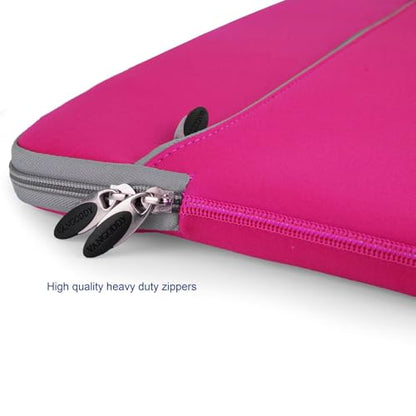 Neoprene Laptop Sleeve for 13 13.3 Inch Devices, Dual Zipper Shock Resistant Computer Pouch, Water Resistant and Lightweight Protective Bag for Men and Women - color: Magenta