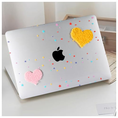 DTangLsm Compatible with MacBook Air 13 inch Case 2022 2021 2020-2018 Model A2337 M1 A2179 A1932 Cute Plush Clear Plastic Hard Shell Case with Colorful Stars & Keyboard Cover, Cute Plush Hearts - color: #2 Two Plush Hearts