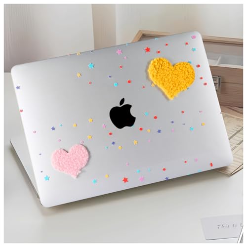 DTangLsm Compatible with MacBook Pro 13 inch Case M2 2024 2023 2022-2016 A2338 M1 A2159 A2289 A2251 A1989 A1706 A1708 Handmade Plastic Hard Shell 3D Plush Heart Case & Keyboard Cover, Two Hearts - color: #2 Two Plush Hearts