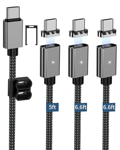ZBF 100W USB C Magnetic Charging Cable,Magnetic Charger Cable for USB C to C(3 Pack, 5/6.6/6.6FT) 480Mbps Data Transfer, 5A Fast Charging for Phone 17 16 15 14,13 Pro Max,MacBook Pro Pad Galaxy S22 - color: A
