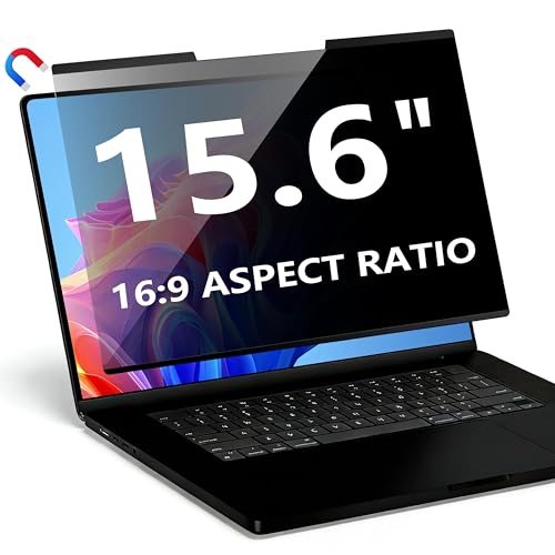 Magnetic Laptop Privacy Screen 15.6 Inch 16:9, Removable Computer Privacy Filter Shield and Anti Glare Blue Light Screen Protector, Compatible with HP Dell Acer Asus Samsung Lenovo ThinkPad - size: 15.6 Inch Laptop 16:9